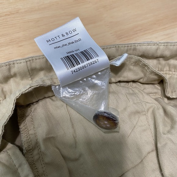 Mott & Bow Pants Men's Size 35 (35x31) Chino Pants Stretch Khaki Straight Leg - Picture 13 of 15